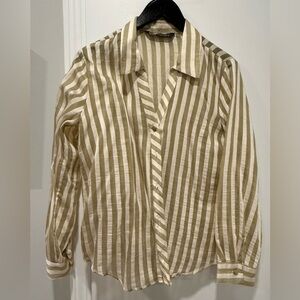 Zara Beige and White Striped Blouse